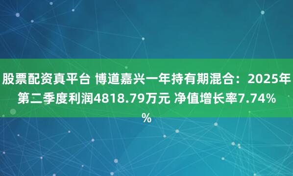 股票配资真平台 博道嘉兴一年持有期混合：2025年第二季度利润4818.79万元 净值增长率7.74%